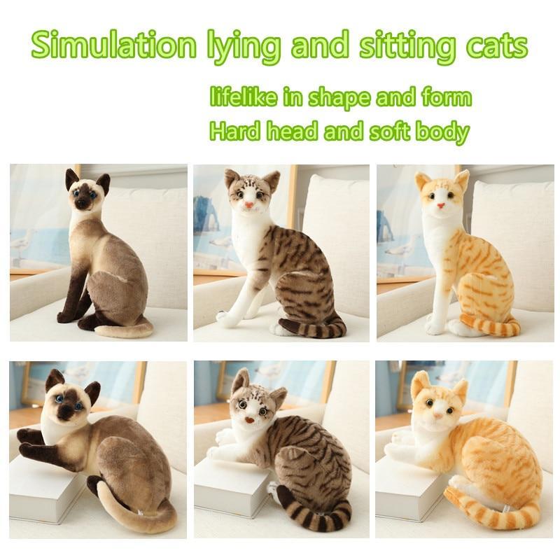 Stuffed Siame Cats Plush Toy 20/25cm Simulation American Shorthair Cute Cat Pet Toys Lifelike Home Decor Birthday Gift