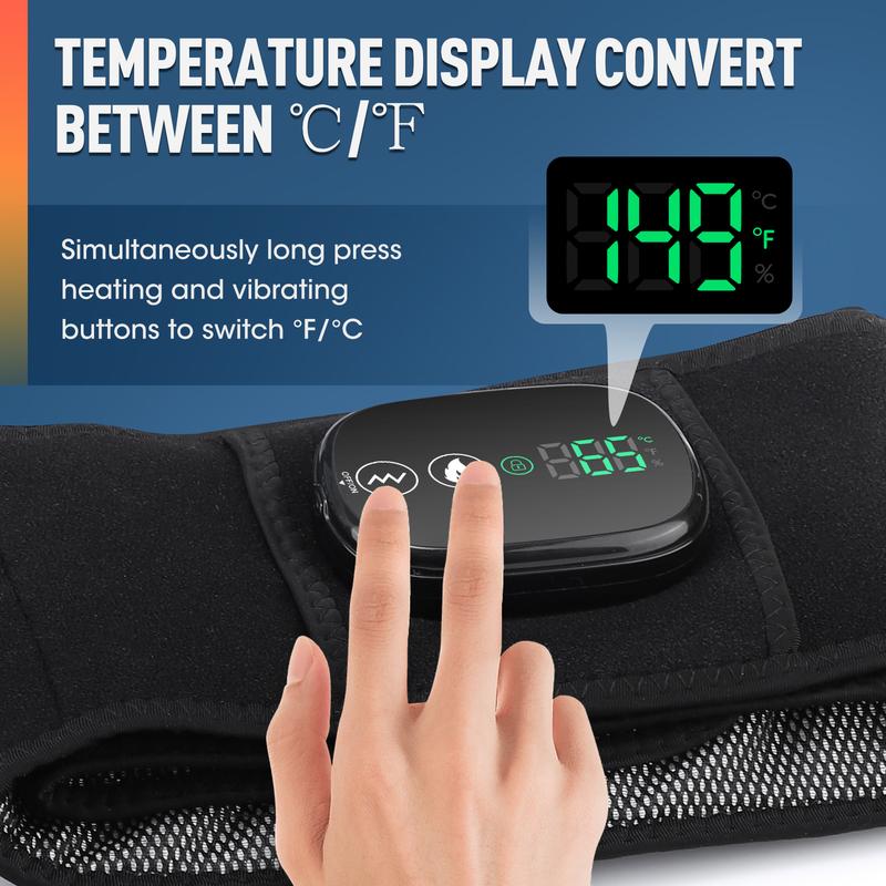 Cordless Lower Back Massager, Waist Heating Pad, Shoulder Heating Pad, LED Belt with 3 Levels Heat & Vibration, 5000mAh Heated Back Wrap Strap for Dad Mom Gifts, Portable Heating Pad