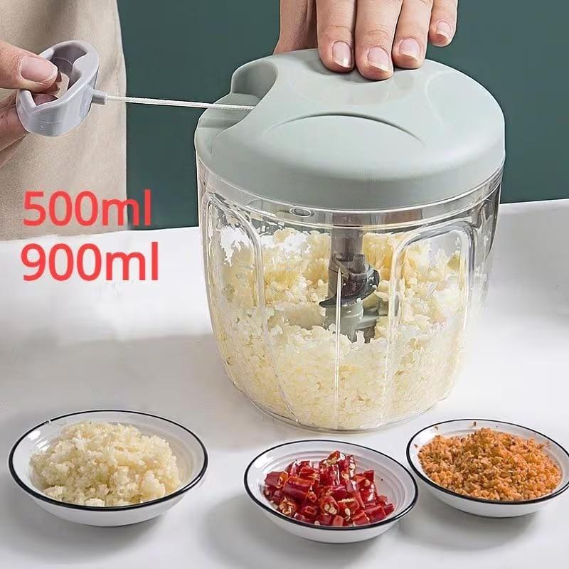 Home Multifunctional Durable Chopper Food Processor Meat Grinder Manual Garlic Press Puller, Kitchen Essential Tool, Easy-To-Use Design, Vegetable Chopper Tool
