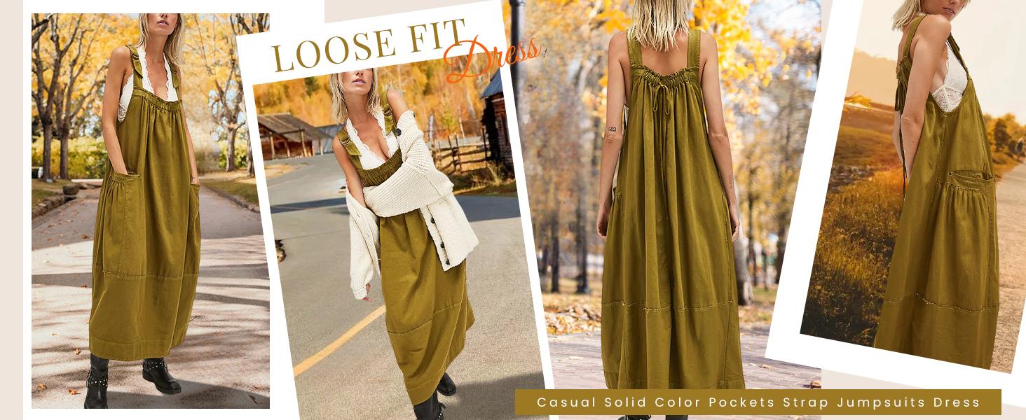 SCUSTY Women's Plus Size Apricot Cotton Barrel Midi Dress with Adjustable Straps & Big Pockets for Summer Casual Wear