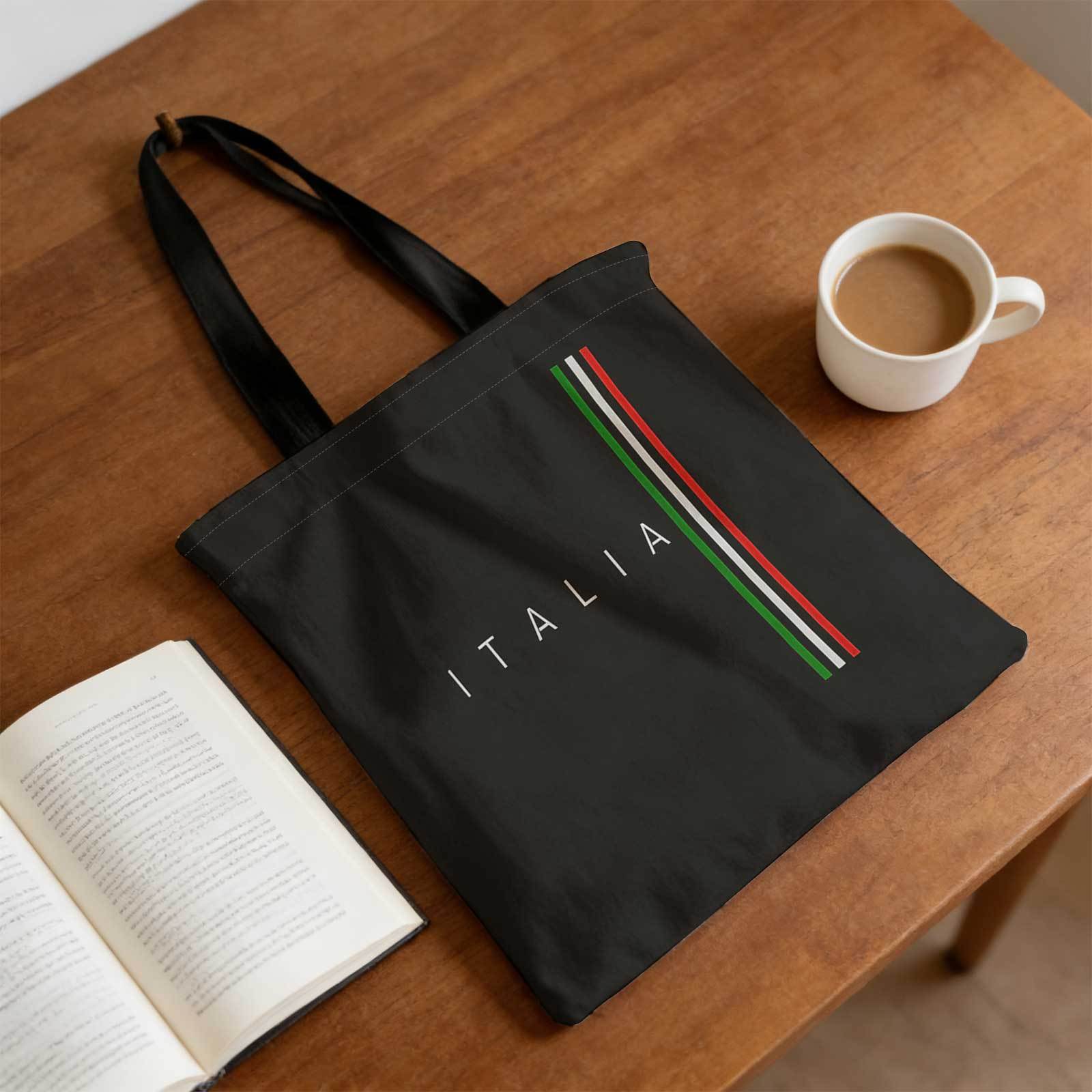 Italian Tricolor Retro Tote Bag Suitable for Shopping, Beach & Picnic - Foldable Bag with Italian Flag Print, Shoulder Straps, Iconic National Emblem for, Travel, Daily Use - Hand Washable