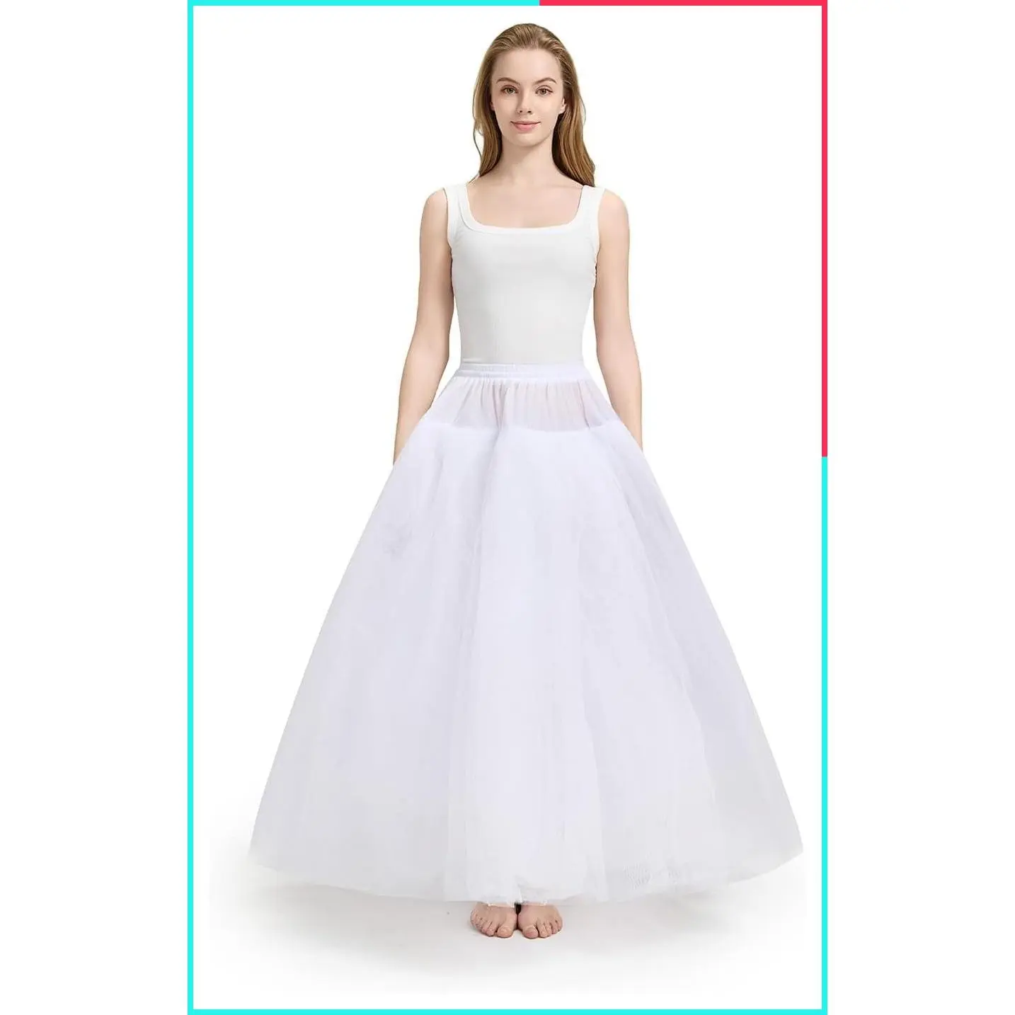 Hoopless Petticoat Crinoline Slip Underskirt for Bridal Wedding Dress WPT109