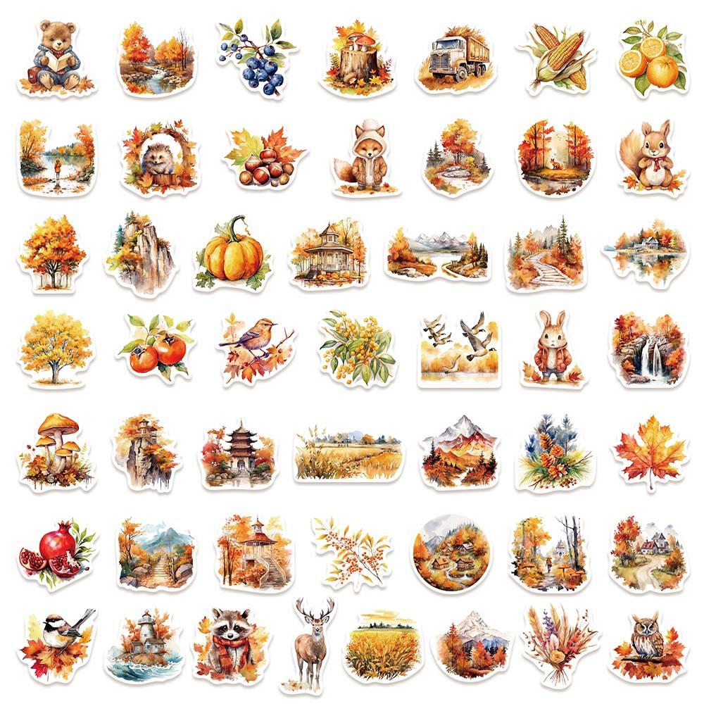 103Pcs Autumn Fall Stickers, Vintage Harvest Aesthetic Decals, Great Gift for Handcraft Lovers, Decor for Scrapbook, Journal, Planner, Card Making, Water Bottle, Luggage, Stickers For Scrapbooking