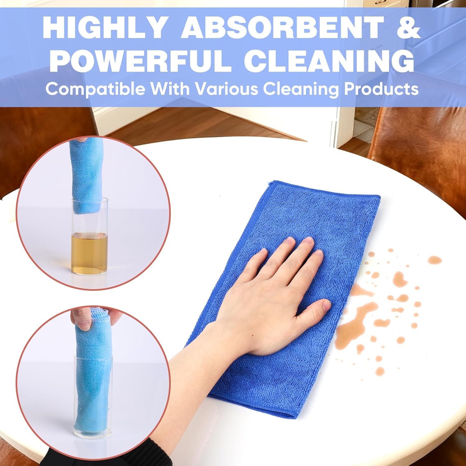 Microfiber Cleaning Cloths, 10 Pack Assorted Cleaning Rags, Highly Absorbent Microfiber Towels for Car, Kitchen, Bathroom and Household Cleaning, 11.8"X11.8"