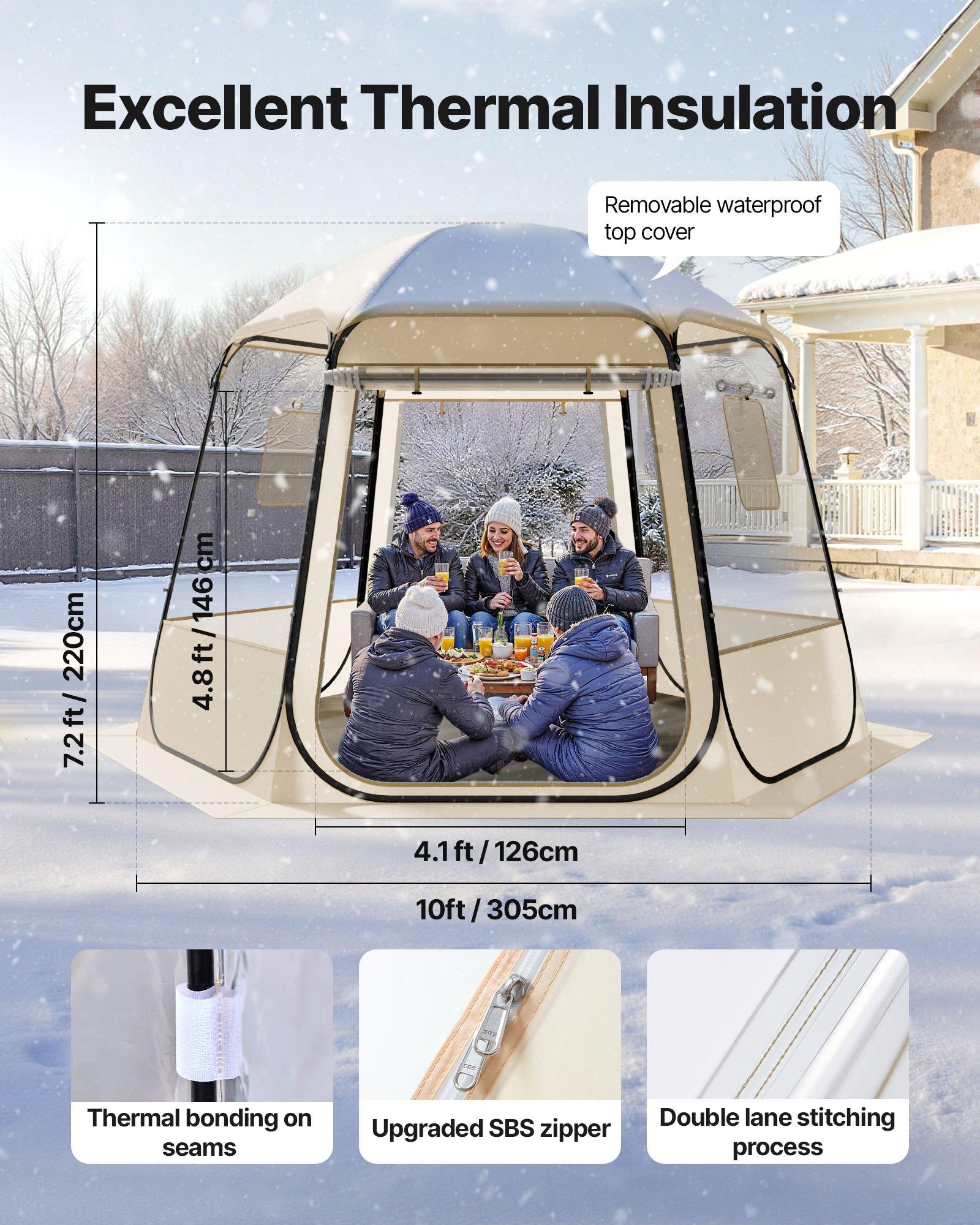 VEVOR Large Pop Up Bubble Tent, 10x9.2 ft Waterproof UV-Resistant Camping Shelter, Outdoor Dome Igloo Tent with Windows, 540 Panoramic View, for 5-8 People Patio Backyard