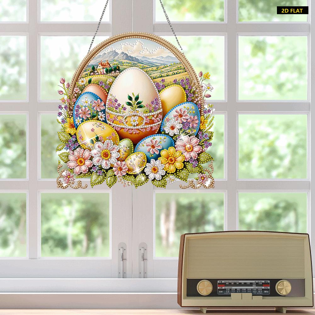 2D FlatEaster Egg Theme 2D Flat DIY Hanging Diamond Art Kits Diamond Painting Set Diamond Art Pendant Single-Sided Drill Window Hanging ArDiamond Painting Kit is Suitable for Decorations. Create Unique DIY Handicrafts, Making Gifts Distinctive and Unique!