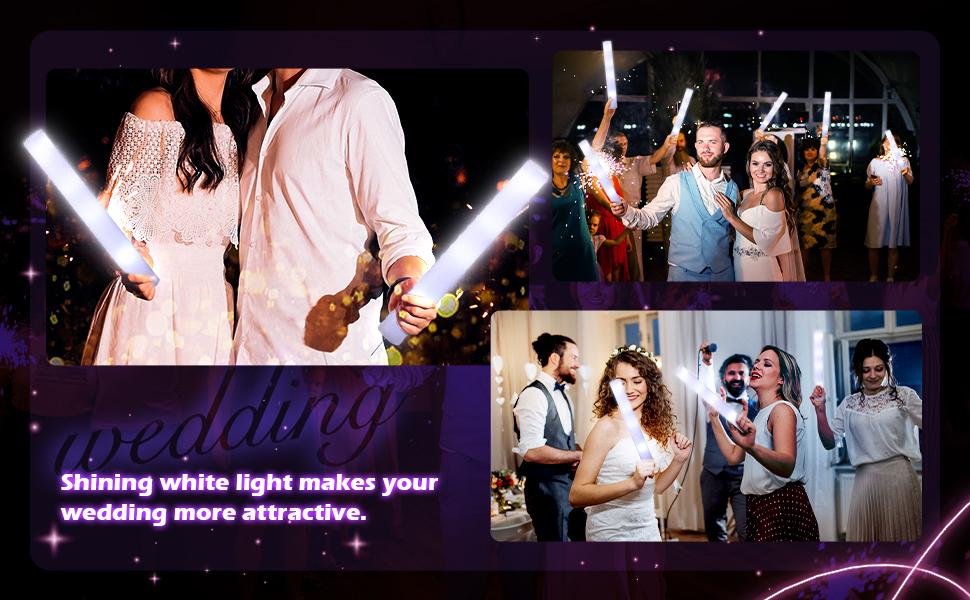 MICRENCY LED Foam Light-Up Wand - White Glow Party Accessories, Bonfire & Anniversary Event Lighting, Birthday Home Supply Gift