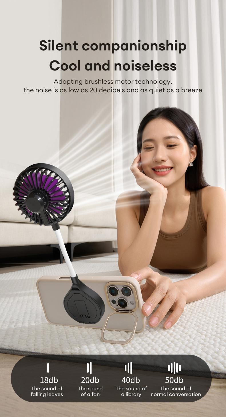 MGALL UF07 Magnetic Bracket Mini Fan – Lightweight & Portable, 360° Full-Area Air Supply, 3-Speed Instant Cooling, Adjustable Hose for Precise Airflow, Silent Operation, Handheld Air Conditioner for a Cool Summer