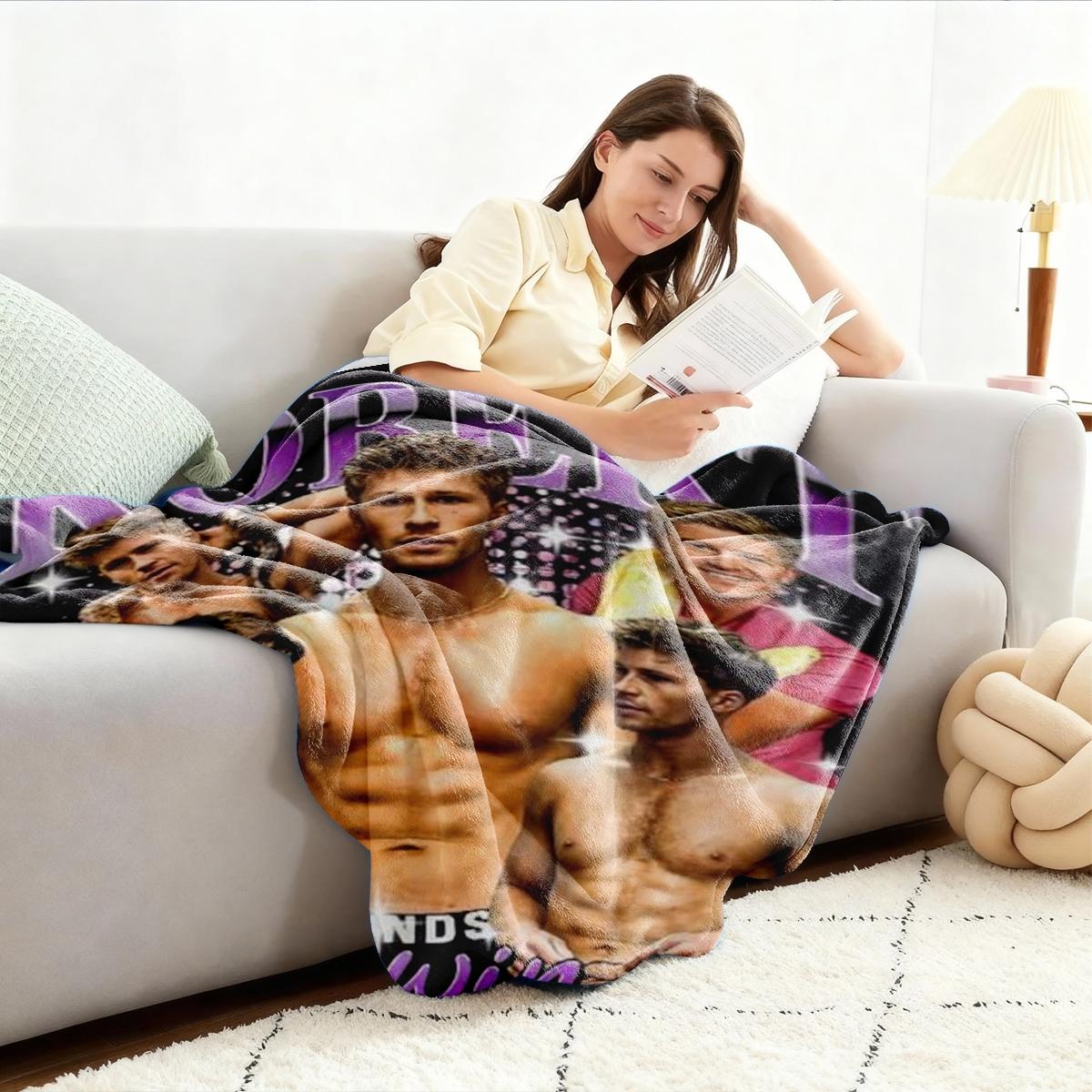 Robert Irwin Starry Patchwork Flannel Throw Blanket, Large Size, Soft Lightweight Warm, Perfect for Bed Sofa Office Camping Travel Christmas Gift