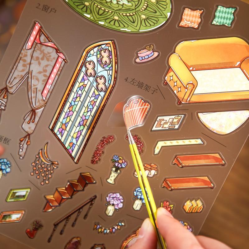 3 Sheets/bag PVC Pack, Warm Light House Series Decorative Material, Hand Account Stationery Diary Sticker Water Bottle Multi-Scene Decoration