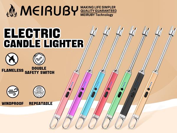 Electric Candle Lighter, Birthday Christmas Stocking Stuffers Gifts for Women Mom Men Wife Sister, USB Arc Rechargeable Windproof Long Lighter for Candle BBQ Housewarming Gift Idals