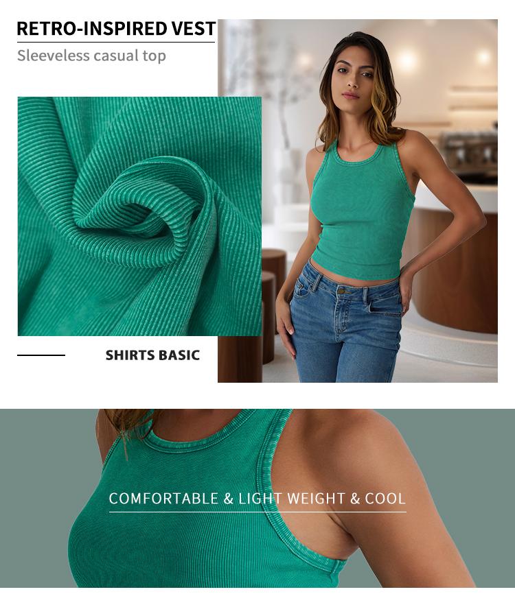 AUTOMET Vintage Washed Sleeveless Tank Top - Soft Breathable Slim-Fitting Casual Women's Wear Basic Minimalist Design for Summer Everyday Style AUTOMET Vintage Washed Sleeveless Tank Top - Soft Breathable Slim-Fitting Casual Women's Wear Basic Minimalist Design for Summer Everyday Style