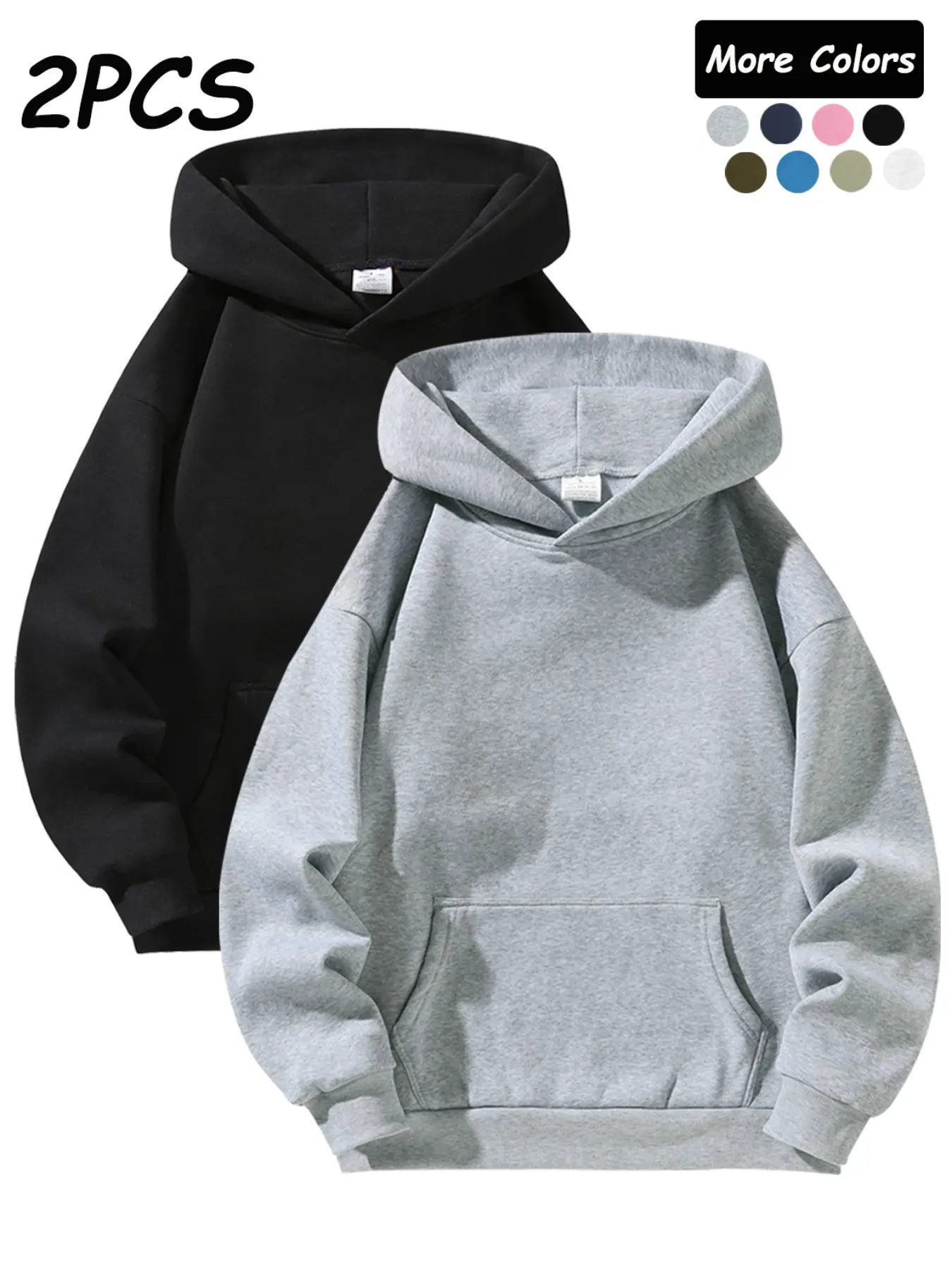 Men's Fleece Lined Casual Sweatshirt, Classic Pullover Hoodie, Teen Student, Sports Basic Top, Unisex Sweatshirt