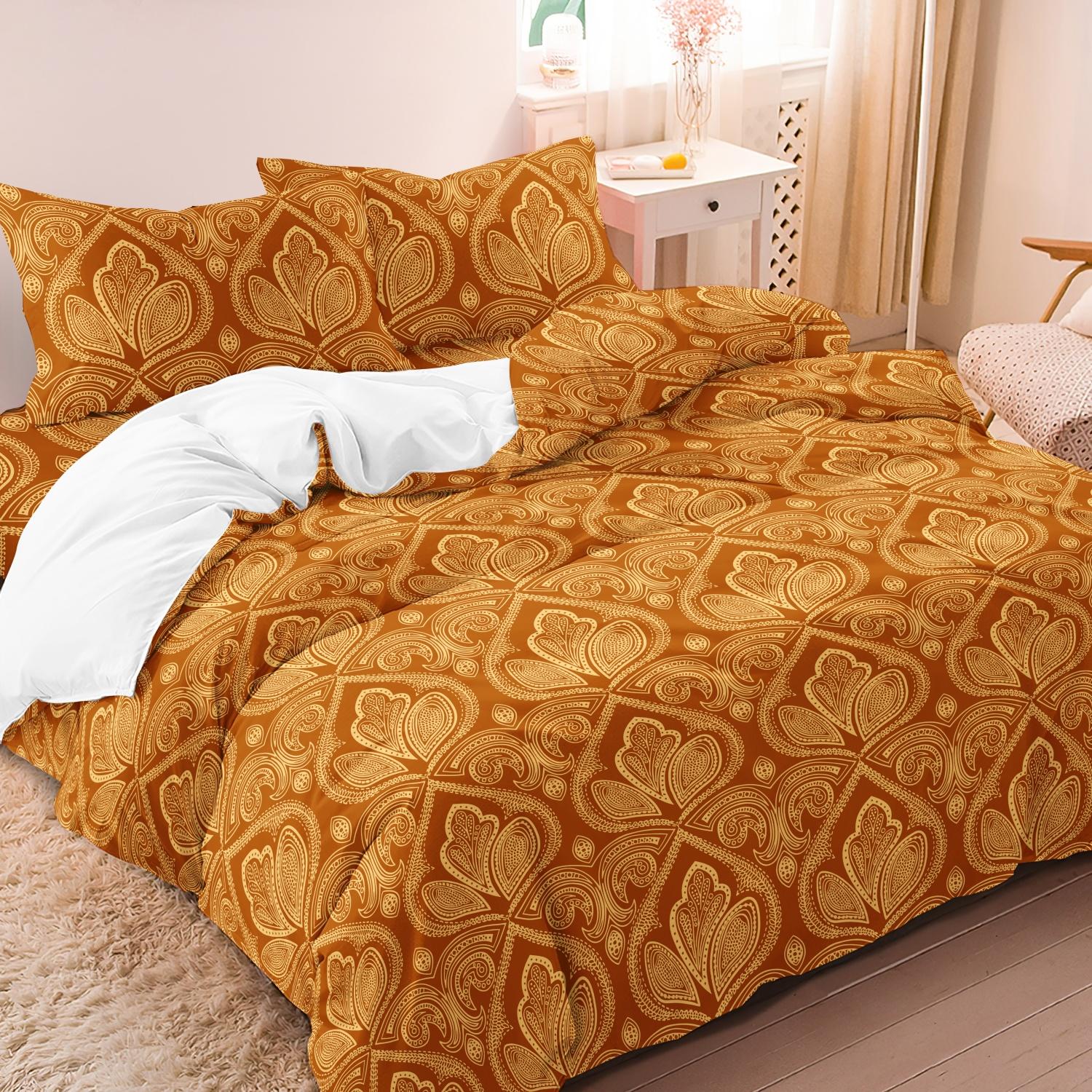 Mandala Floral Pattern Decorative Duvet Cover Set, 3 Counts/set Including 1 Duvet Cover & 2 Pillowcase without Filler, Soft Comfortable for Home Bedroom