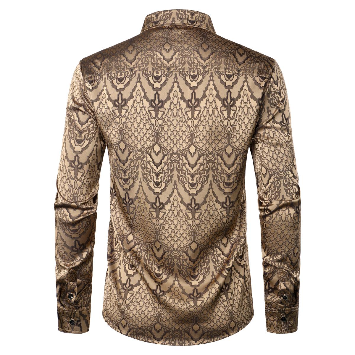 ZEROYAA Men's Hipster Slim Fit Lightweight Long Sleeve Gothic Jacquard Button Up Dress Shirts for Party Prom