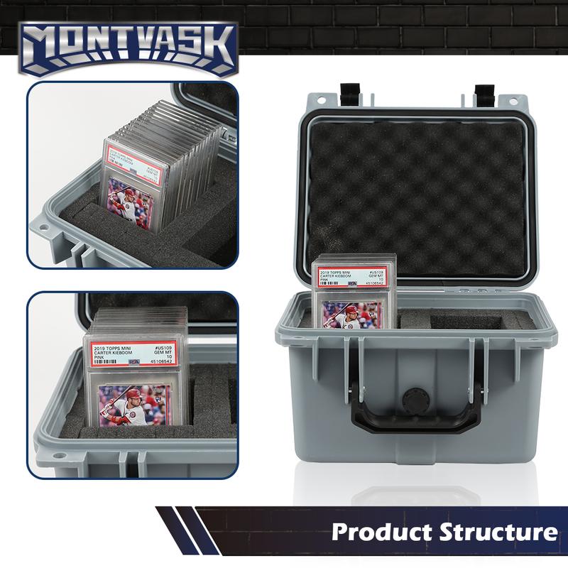 CROSSDESIGN Graded Card Storage Box Deep Travel Size Waterproof Case Slab Protector Graded Card Storage Box Compatible with BGS PSA SGC FGS Graded Sports Trading Cards Gray car organizer