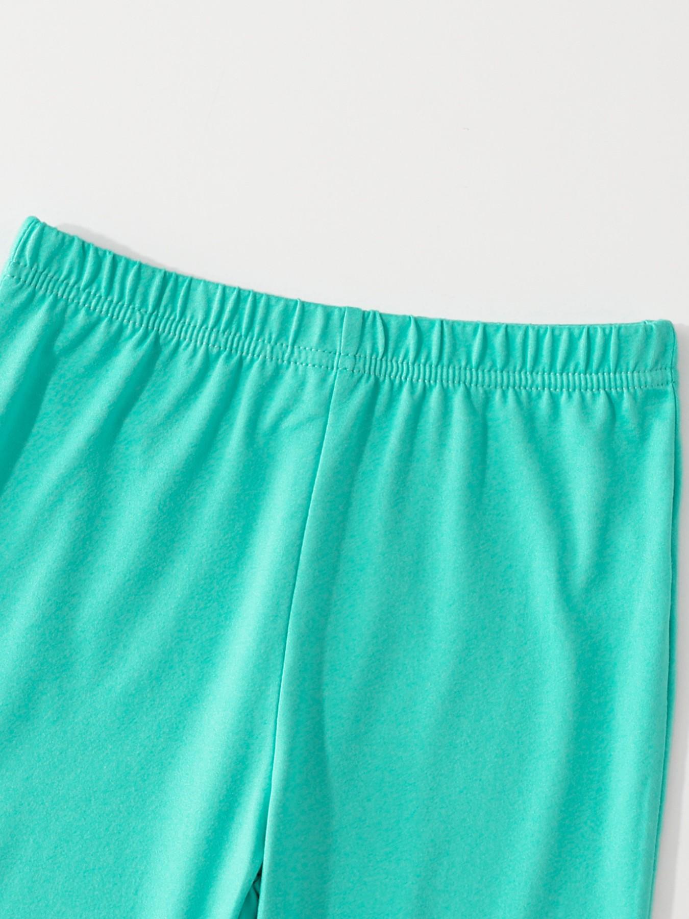 4-Pack Girls' Plain Comfortable Stretchy Casual Bell Bottom Pants, Elastic Outdoor Sports Leisure Bell Bottoms, Suitable for Ages 3+
