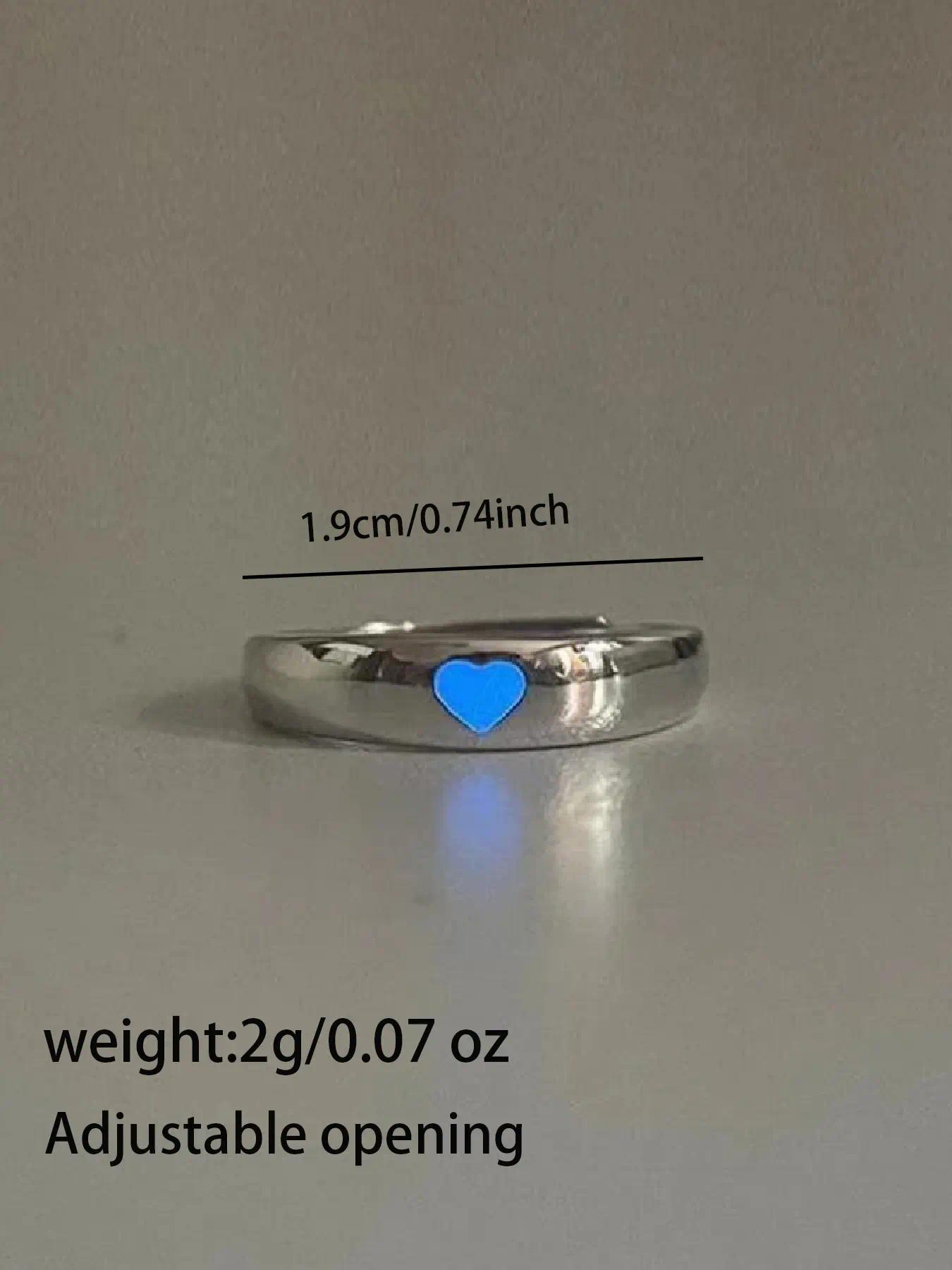 Luminous Love Couple Rings, Luminous Promise Rings, Adjustable Couple Rings for Girlfriends, Suitable for Couples, Wedding Anniversary, Christmas, Valentine's Day Gifts for Boyfriends and Girlfriends, Wedding Promise Jewelry Gifts to Light Up Romantic Nig
