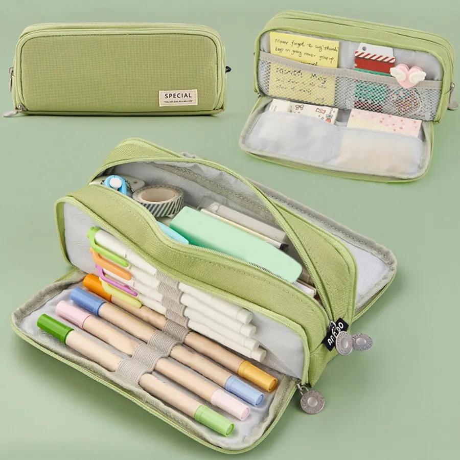 1 expandable pencil case with compartment, large capacity pencil case pencil bag, portable pencil case large school stationery organizer, transparent cosmetic bag, storage bag, suitable for office