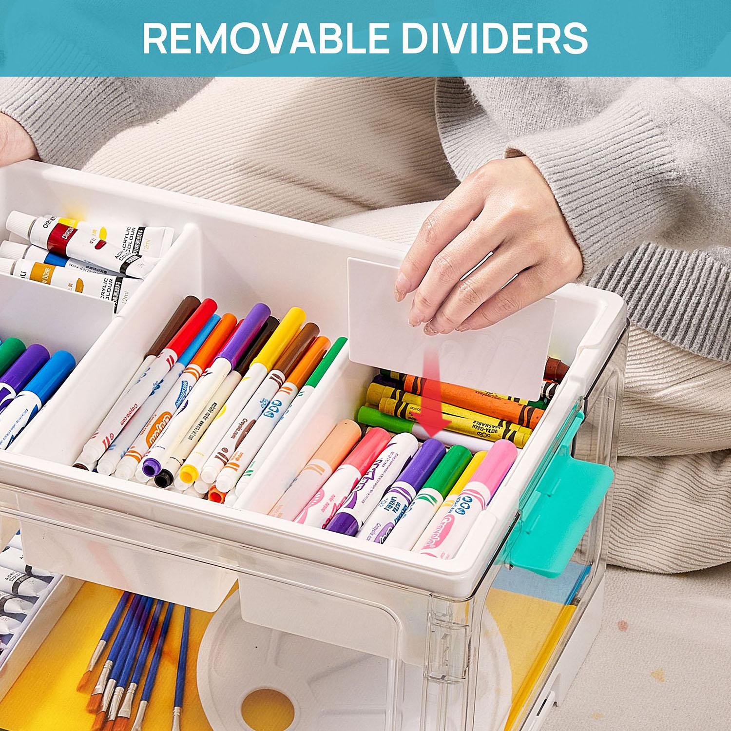 Transparent Plastic Layered Storage Box, Large Capacity with Dividers, Ideal for Crafts, Books, Toys, Home Organization