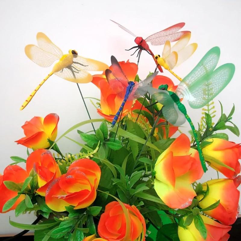 12/28 PCS 3D Dragonfly Garden Decor, Dragonfly Stakes Outdoor Art, Fly Deterrent & Bird Scare, DIY Lawn Patio Aesthetic Ornaments, Unique Home & Garden Gifts