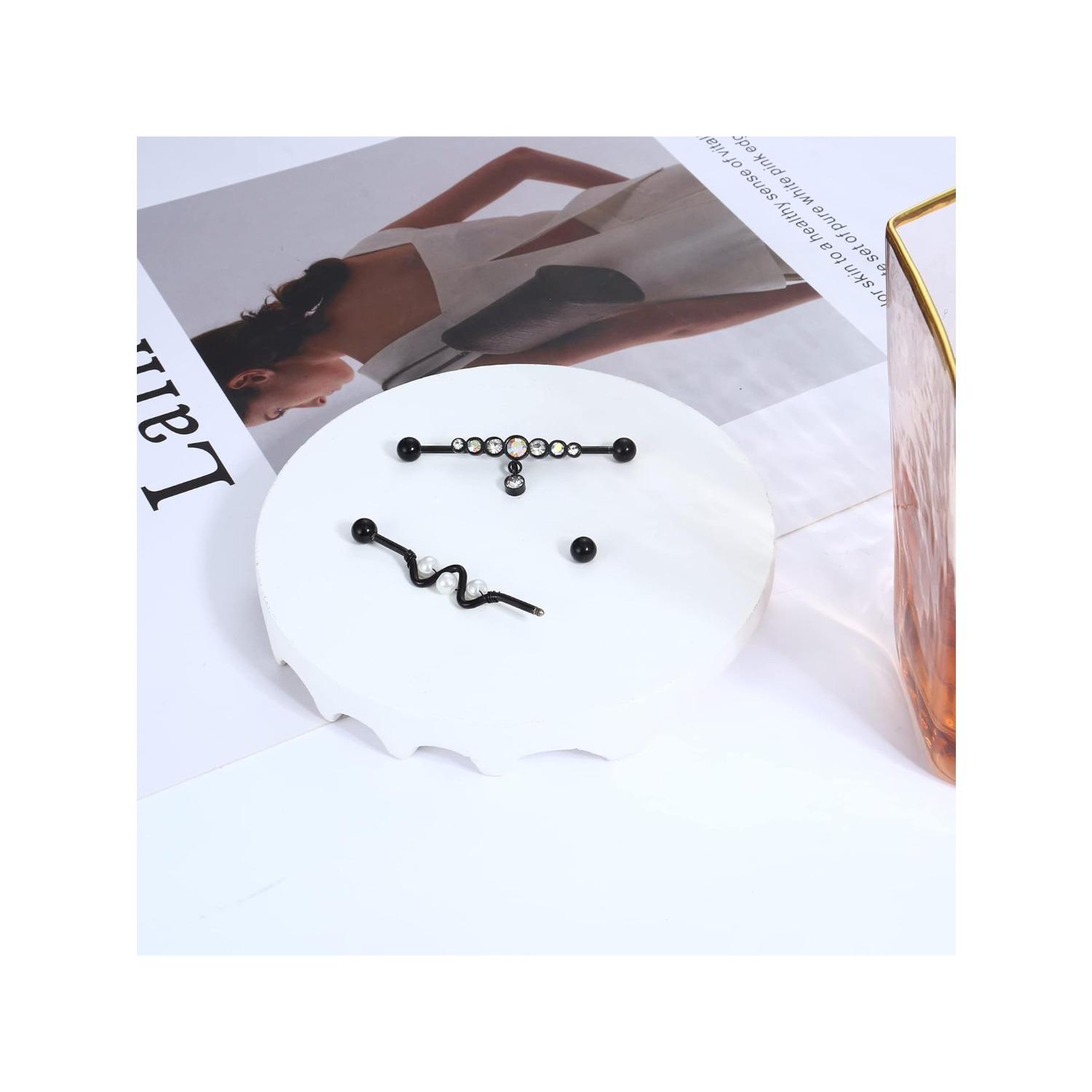 8Pcs 14G Industrial Barbell Earrings Stainless Steel Cartilage Earrings Industrial Body Piercing Jewelry for Women Men