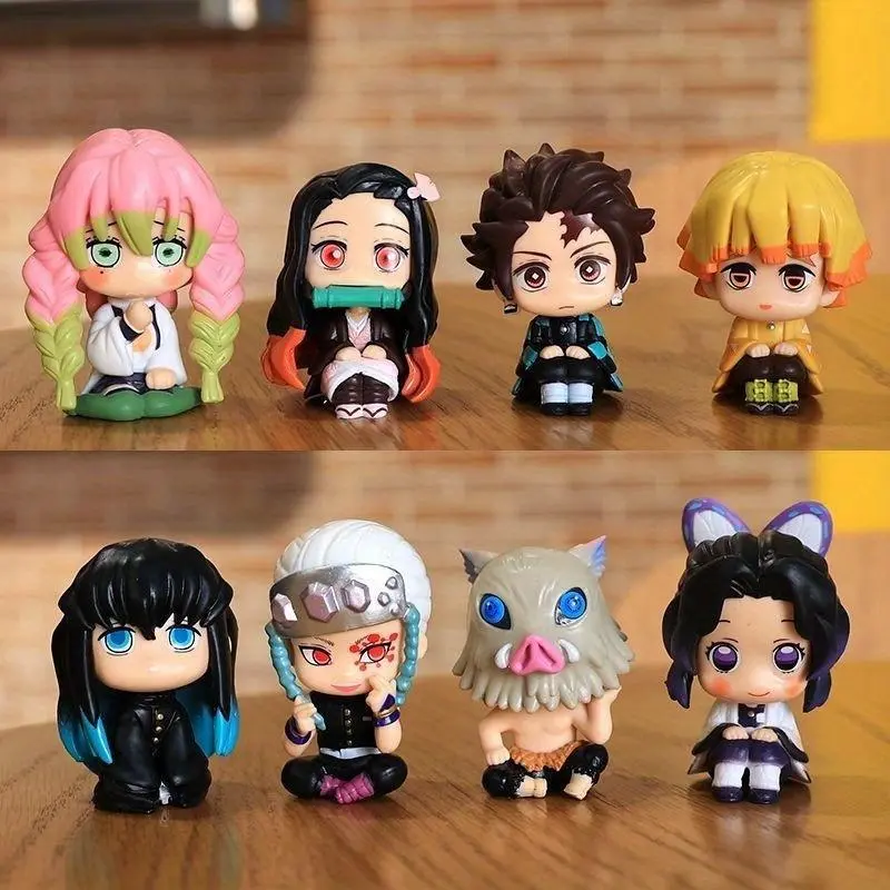 Demon Slayer Series Figurines Set, PVC Figures, Themed Figure, Tanjiro Nezuko Zenitsu Inosuke Kibutsuichi Models, Anime Collectibles, Figurines For Collectors, Perfect Gift, 8-Piece Desktop Decor