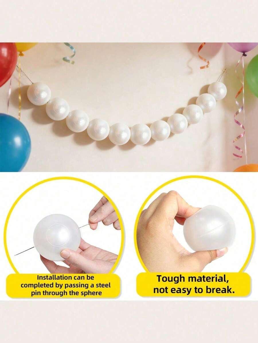 30pcs Giant Pearl String Pendant Decor, White Round Faux Pearl Backdrop Wall Hanging, Wedding Ceremony Decoration, DIY Pearl Garland, Pearl Wreath Stair Decor, White Faux Pearl Christmas Tree Wreath, Party Decoration