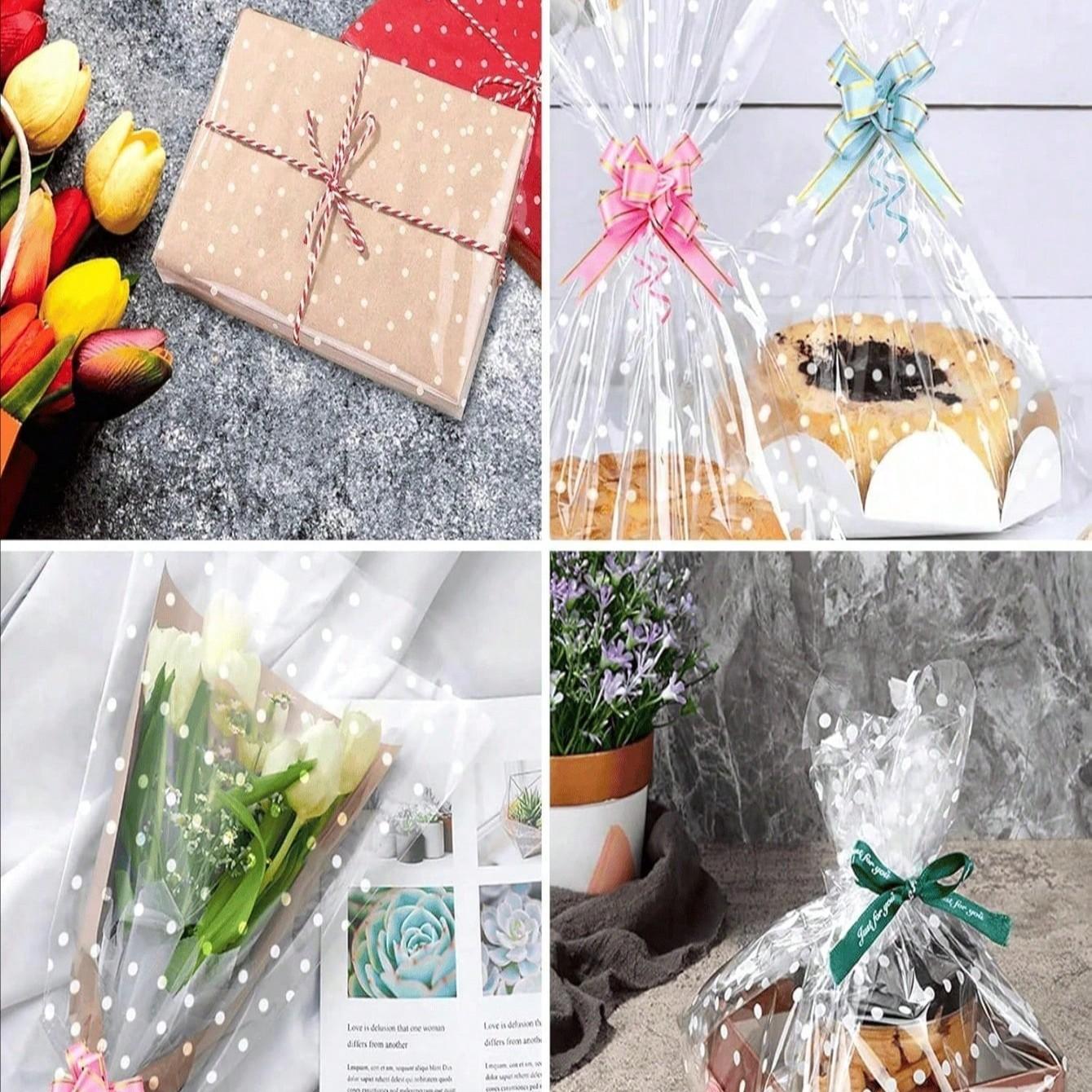 30m Transparent Plastic Packaging Paper Roll, Wide Clear Film for Gifts, Bouquets, Food, Baskets, DIY Crafts, Holiday Decorations