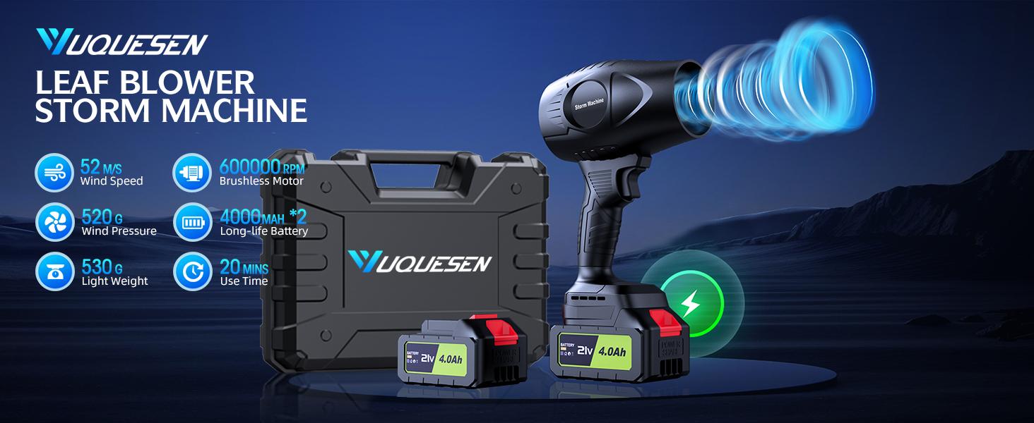 YUQUESEN- Turbo Jet Blower Electric Cordless Leaf Blower Handheld with 2 4.0Ah Batteries & Charger for Patio Cleaning Car Drying Dust Removal Lightweight Design - Home YUQUESEN- Turbo Jet Blower Electric Cordless Leaf Blower Handheld with 2 4.0Ah Batteries & Charger for Patio Cleaning Car Drying Dust Removal Lightweight Design - Home