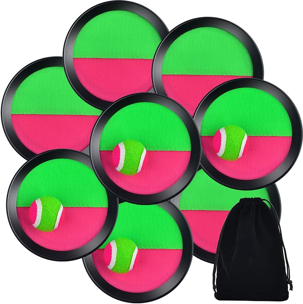 4 Sets Paddle Catch Ball and Toss Game 15.5cm Velcro Catch Ball Set for Sport with a Bag