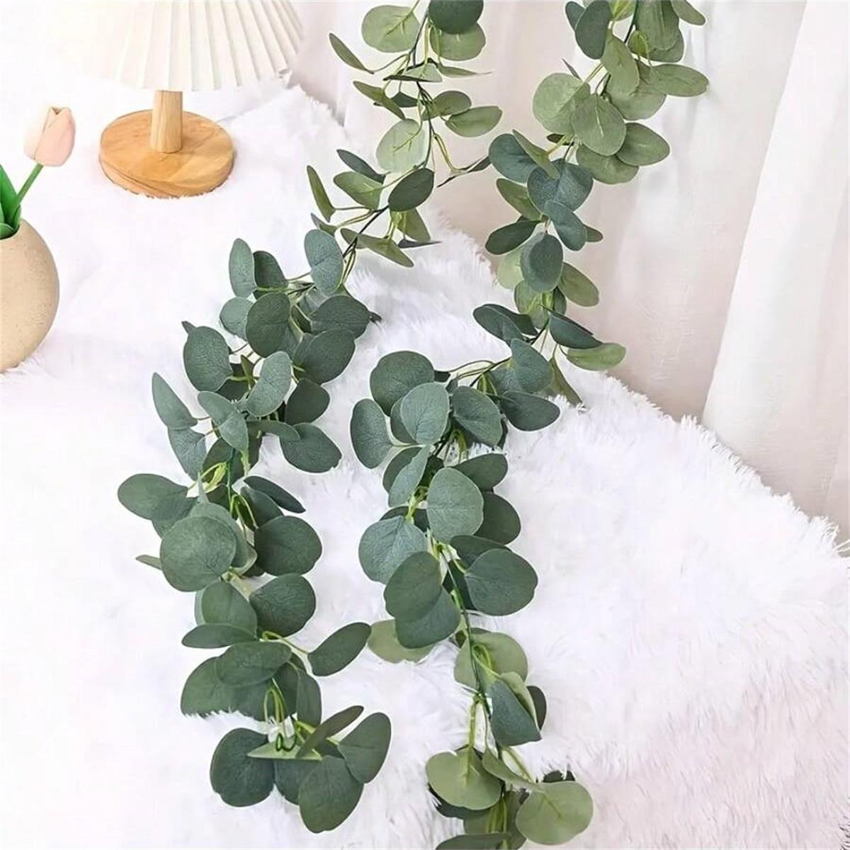 Handmade Eucalyptus Leaf Vine, Silver Dollar Leaf Wisteria, Plastic Indoor Outdoor Decor, Wedding Arch Background Decoration, Faux Floral Garland, Greenery Garland