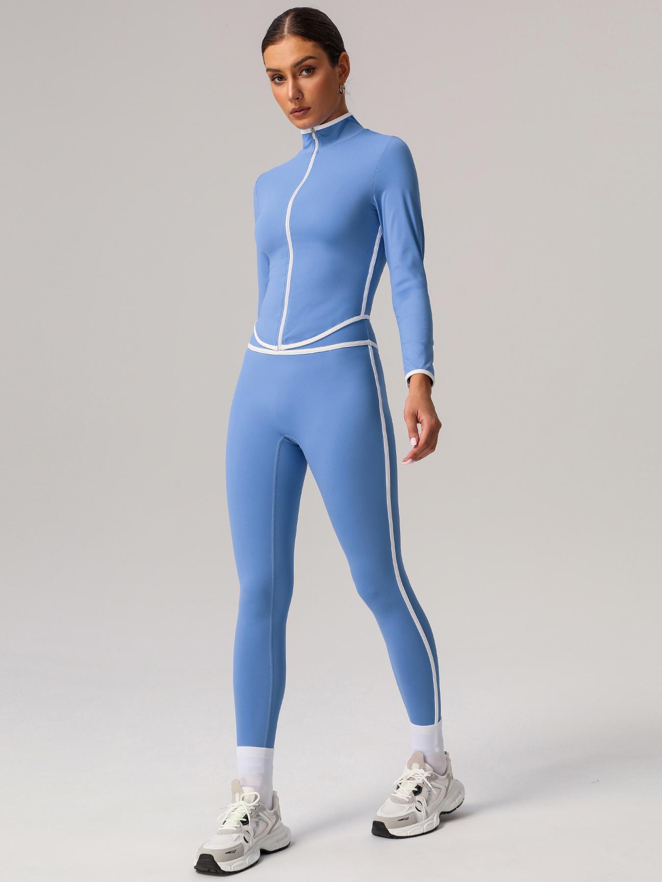 Women's Long Sleeve Crop Top & High Waist Leggings Sportswear Set, Comfy Breathable Sports Outfits for Yoga Gym Workout Running, Ladies Sportswear for All Seasons