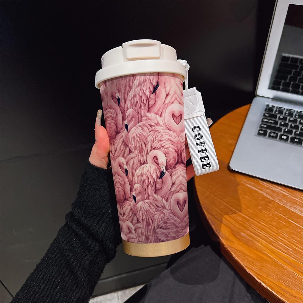 Abstract Peacock Pattern Coffee Cup, Portable Dual Drink Insulated Mug, Heat/cooling Travel Tumbler, Office & Outdoor Essential