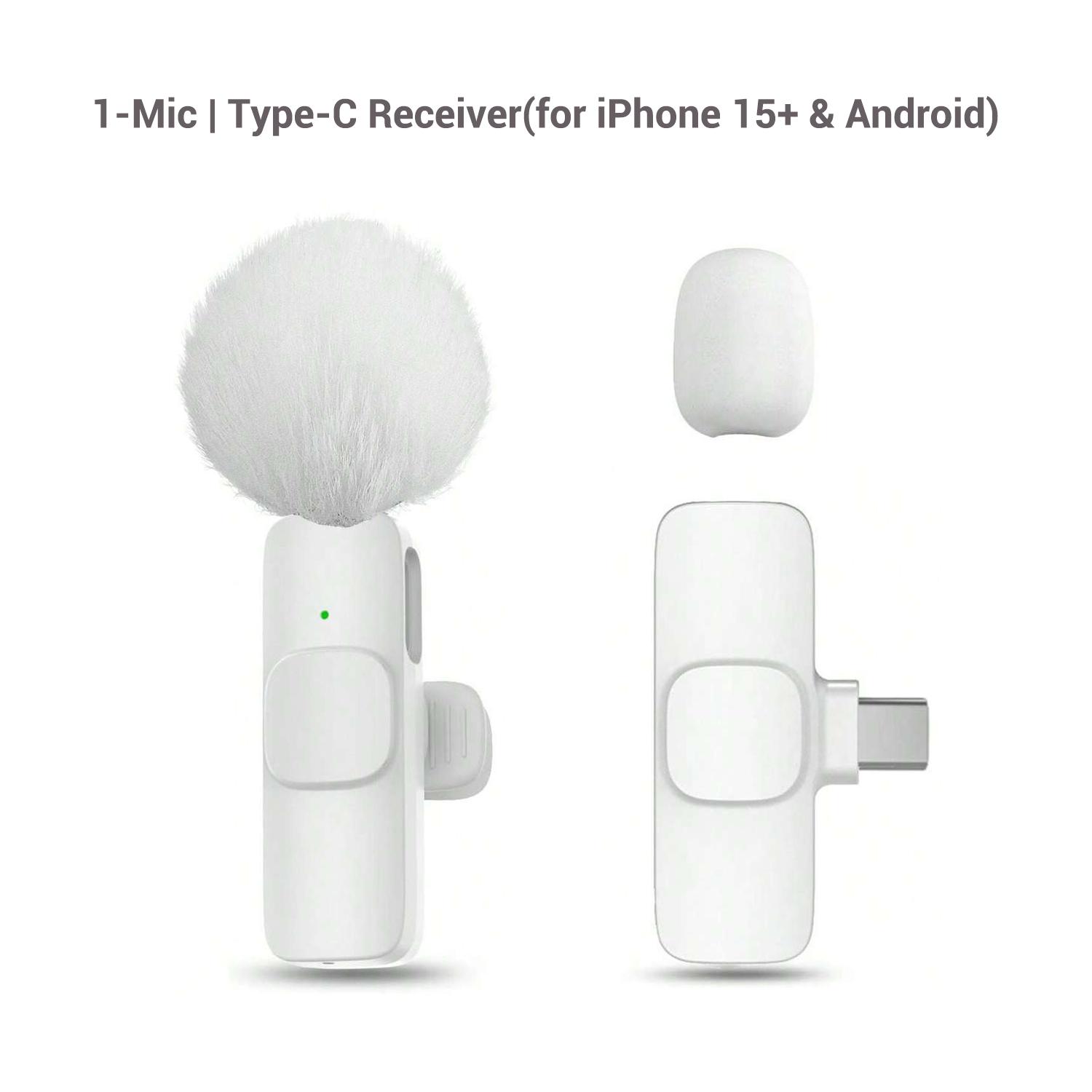 Professional Wireless Lavalier Microphone, USB Rechargeable Plug-and-Play Lapel Mic for Video Recording, Teaching, Interviews and Podcasts