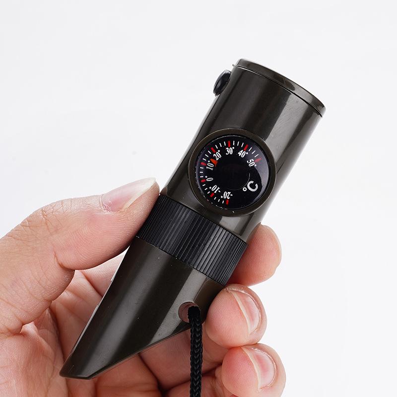 Outdoor Equipment 7-in-1 Multifunctional Whistle Survival Whistle Survival Whistle LED Light Thermometer Compass 7-in-1