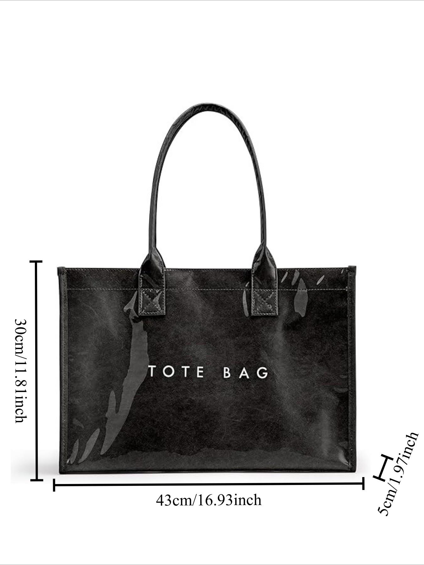 Vintage Dupont Letter Tote Bag, Casual Versatile Handbag, Minimalist Transparent Commute Backpack, Large Capacity Women's Bag