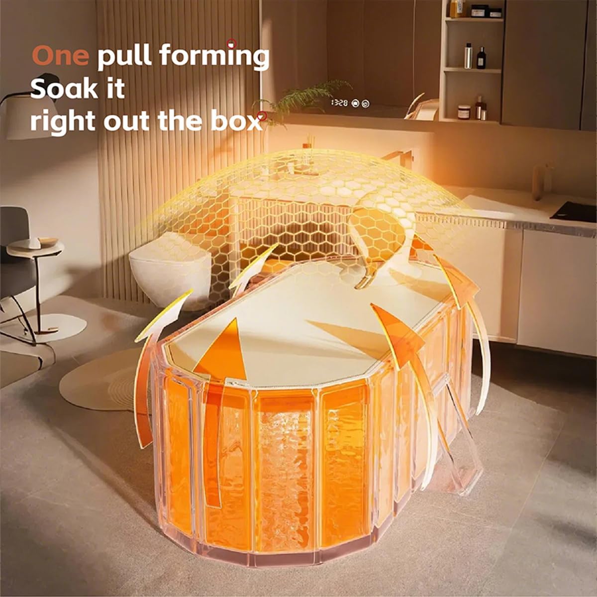 Portable insulated bathtub, Ice Bath Tub for Athletes, Inflation-free bathtub for shower, Ice Plunge Tub with Cover, Baths at Home & Outdoor