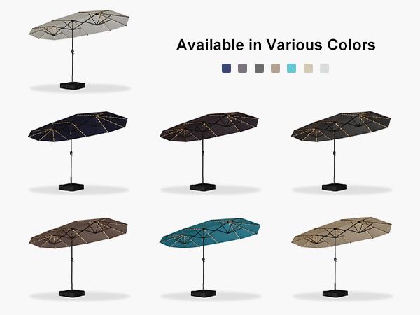 PURPLE LEAF 13 ft Table Umbrella with Lights Double-Sided Market Umbrella with Base