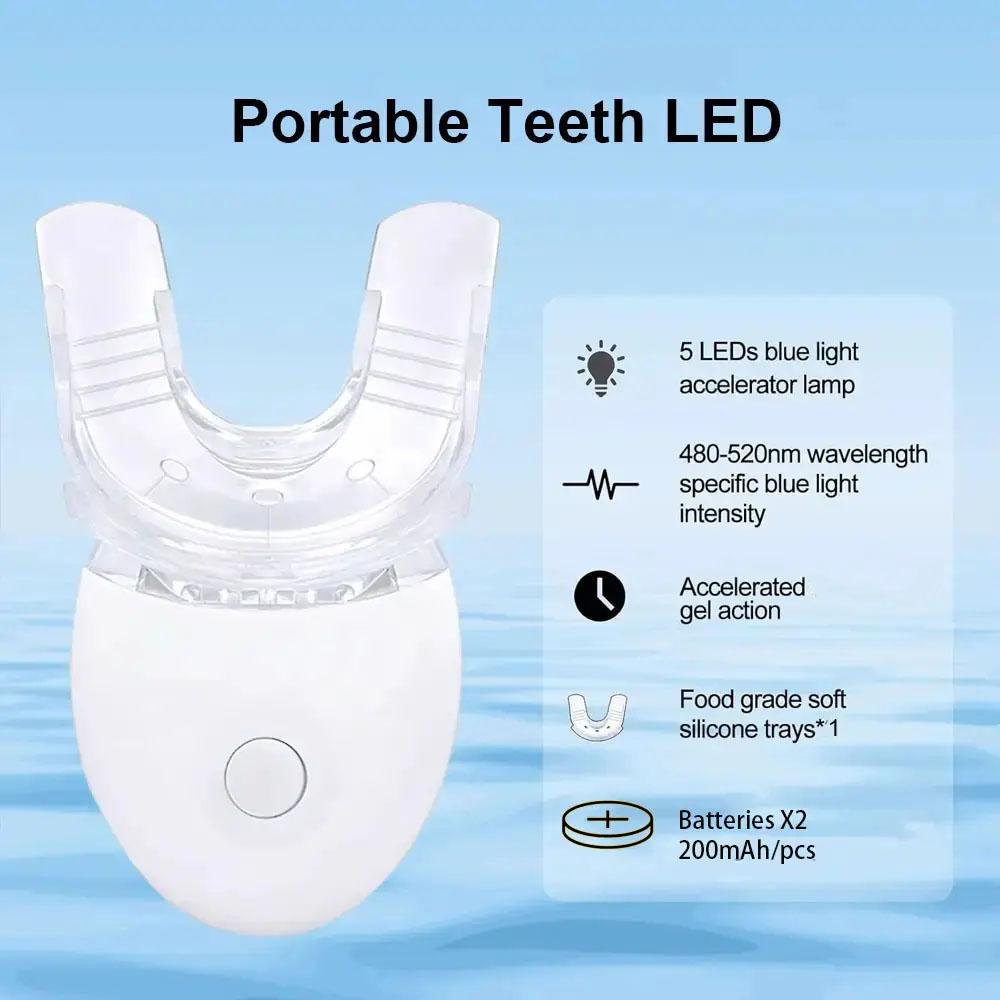 Led Teeth Brightening Kit, Teeth Brightener, 1 Set Led Teeth Brightening Device Kit Including 5 X 3ml Carbamide Peroxide Teeth Gel, Easy To Use, Perfect for Parents, Girlfriend/boyfriend
