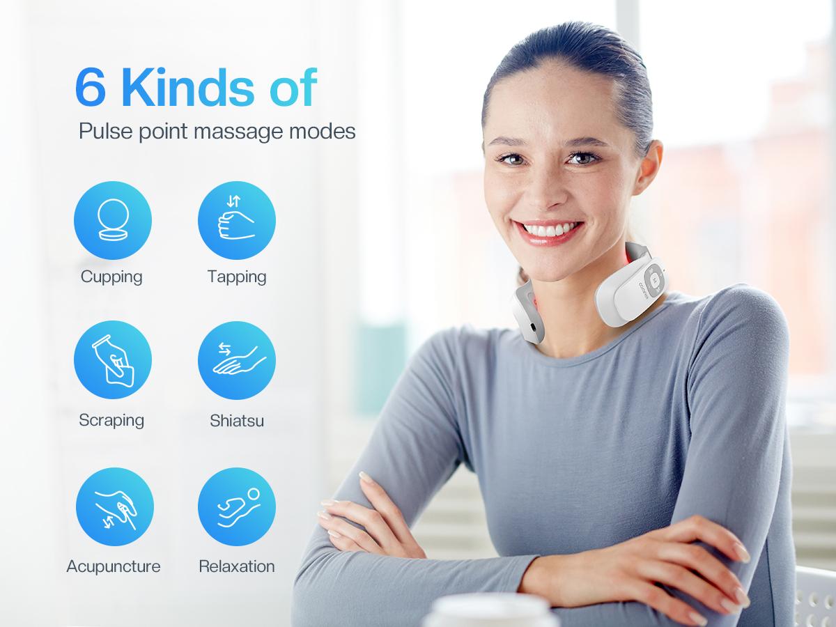 COMFIER Cordless Portable Heated Neck Massager, EMS Intelligent Electric Pulse with Heat, FSA Smart Wireless Neck Massager with 3D Electrode Pads Gift Somatic Therapy Device Tens Unit Migraine Adjustable