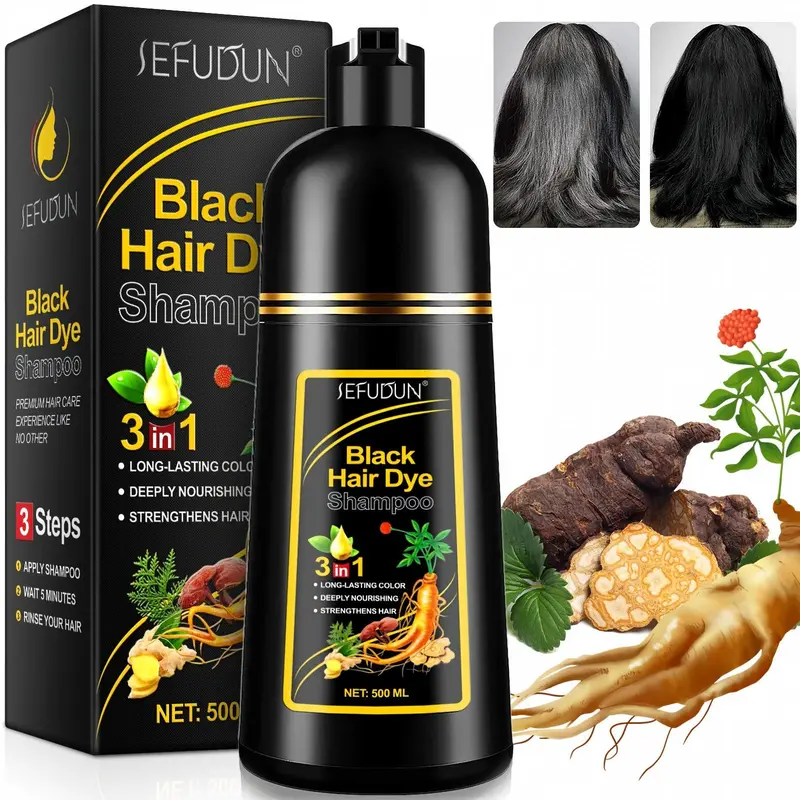 Sefudun 3-in-1 Hair Dye Shampoo, Herbal Extracts Deep Nourishment & Shine, Salon-Quality Hair Color Treatment