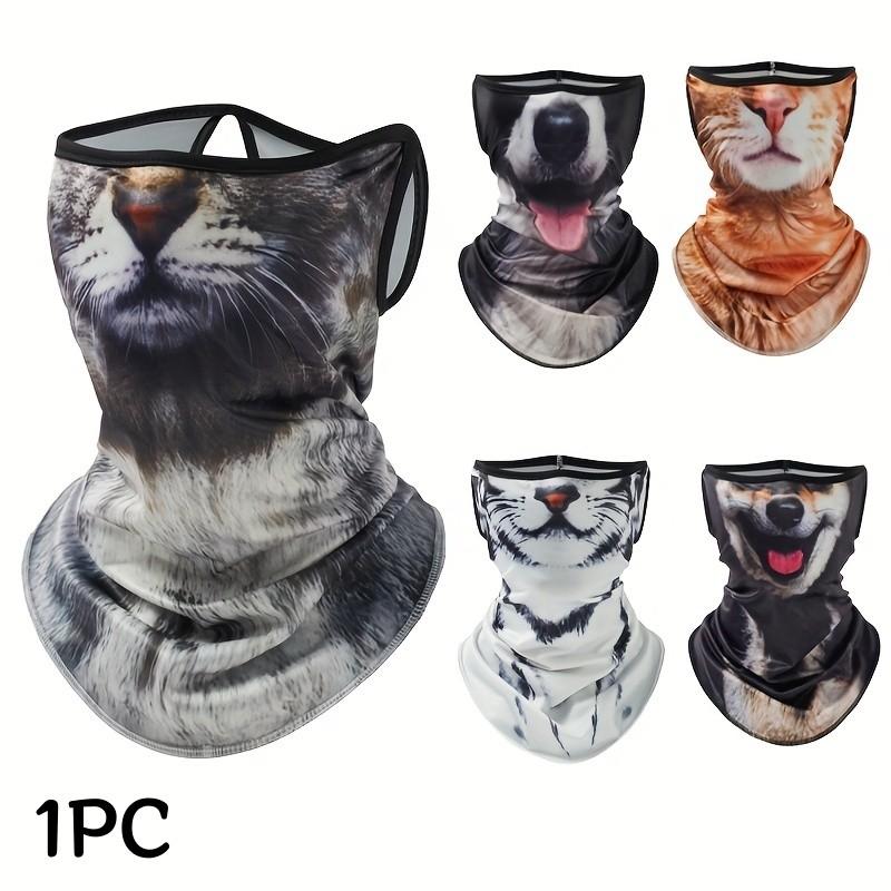 Summer Cycling Motorcycle Sun Protection Face Mask, 3D Animal Cat Design, Breathable Full Face Cover, Hooded Ear Hanging