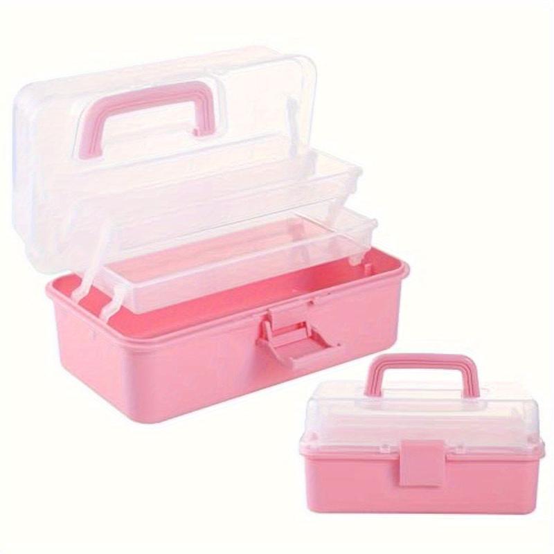 3-Tier Multilayer Storage Multi-Functional Large Capacity Storage Box, Transparent Foldable Organizer with for Nail Art, Stationery, Jewelry, Sewing Tools, Stackable Durable Plastic for Crafts and Home Organization, Multi Grids Organizer