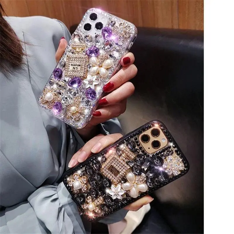 Luxury Sparkling perfume Bottle Diamond Case For iPhone 16 15 14 13 12 11 Pro Max X XS XR 7 8 Plus Back Cover