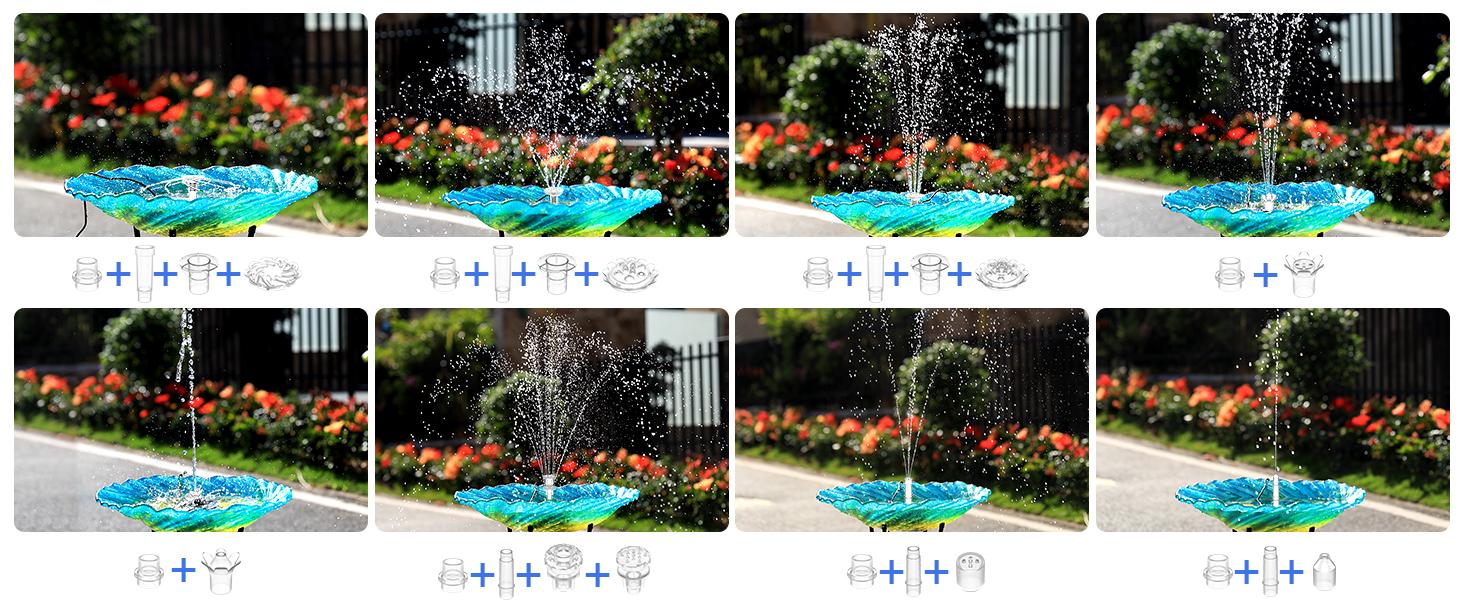 AISITIN 3.5W Solar Fountain Pump for Water Feature Outdoor DIY Solar Bird Bath Fountain with Multiple Nozzles, Solar Powered Water Fountain for Garden