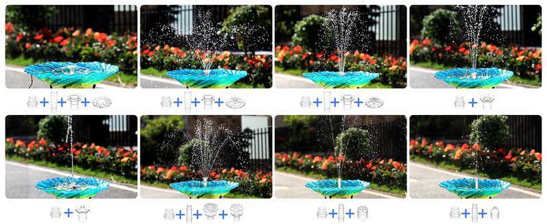 AISITIN 3.5W Solar Fountain Pump for Water Feature Outdoor DIY Solar Bird Bath Fountain with Multiple Nozzles, Solar Powered Water Fountain for Garden