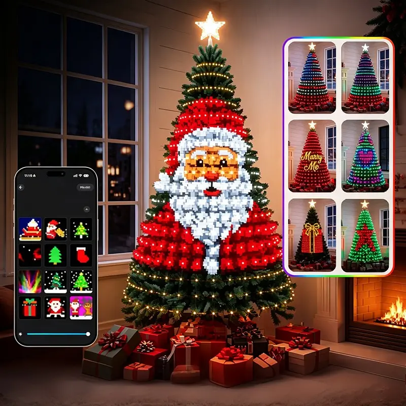 RGB 7-Foot Ring Christmas Tree Light, 400 LED Color-Changing DIY Decor, Tree Decorations, Smart APP & Remote Control, Music Sync, Timer Function, Holiday Atmosphere