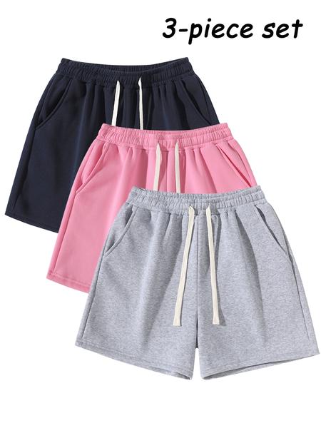 Men's Plain Drawstring Waist Shorts, Basic Casual Sporty Running Pants for Daily Wear and Exercise, Moderate Fabric, Fitted Style Summer Sports Shorts, Casual Athletic Shorts