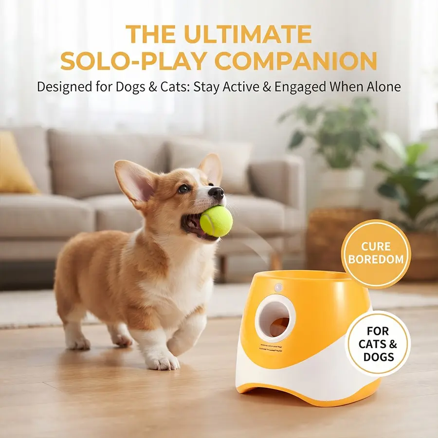 Pet Dog Toy Tennis Ball Launcher, Automatic Ball Thrower for Indoor and Outdoor, Tennis Ball Machine for Dogs, Fun Pet Exercise Tool